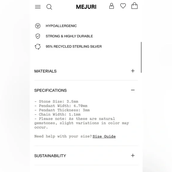 Mejuri Silver Sia birthstone pendant necklace emerald - Picture 2 of 2